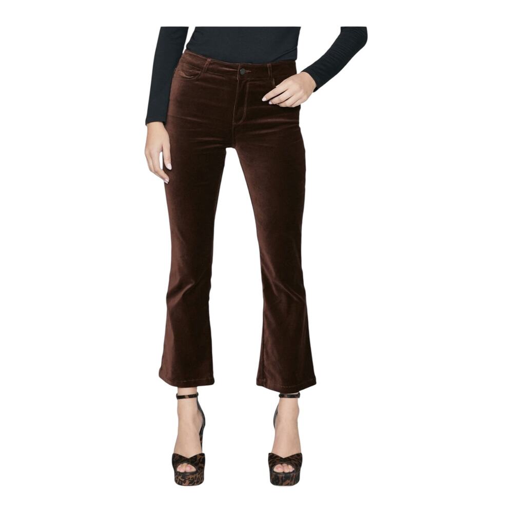 Paige Claudine Velvet Ankle Flare Pants brown size 26